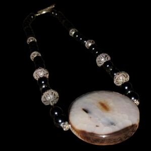 Elegant Beaded Necklace with Silver Accents